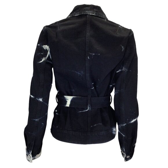 DRIES VAN NOTEN BLACK / WHITE MARBLE BLEACH TIE-DYE DENIM VIONAS JACKET - Picture 3 of 6